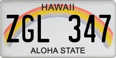 HI license plate ZGL347