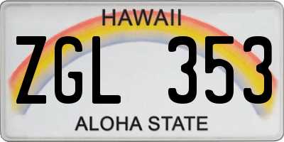 HI license plate ZGL353