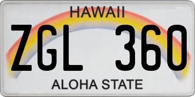 HI license plate ZGL360