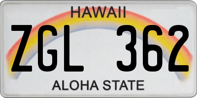 HI license plate ZGL362