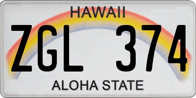 HI license plate ZGL374