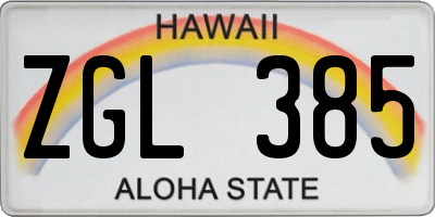 HI license plate ZGL385
