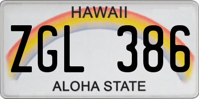 HI license plate ZGL386