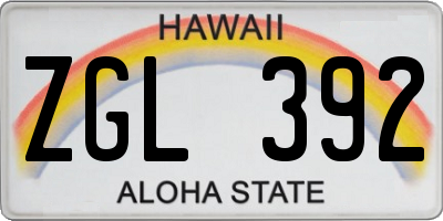 HI license plate ZGL392