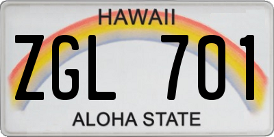 HI license plate ZGL701