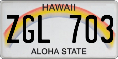 HI license plate ZGL703