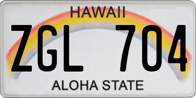 HI license plate ZGL704