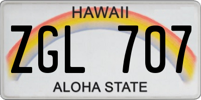 HI license plate ZGL707
