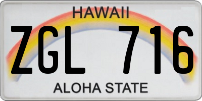 HI license plate ZGL716