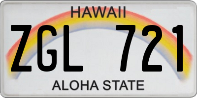 HI license plate ZGL721
