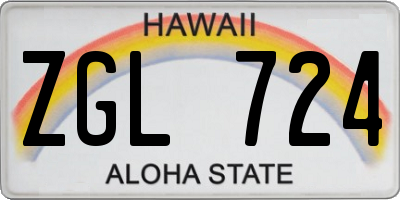 HI license plate ZGL724