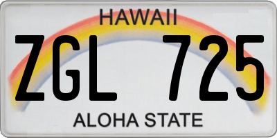 HI license plate ZGL725