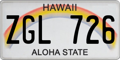 HI license plate ZGL726