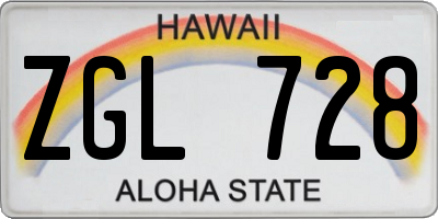 HI license plate ZGL728