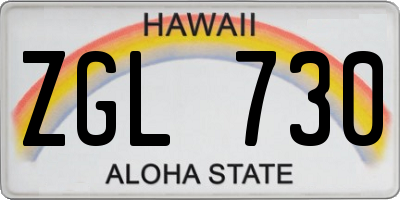 HI license plate ZGL730