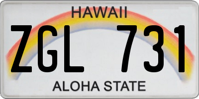 HI license plate ZGL731