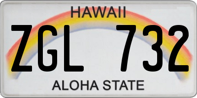 HI license plate ZGL732