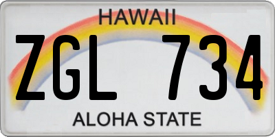 HI license plate ZGL734
