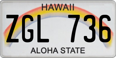 HI license plate ZGL736