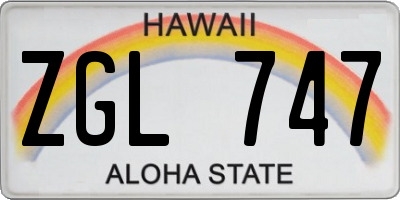 HI license plate ZGL747