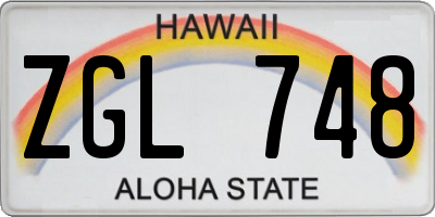HI license plate ZGL748