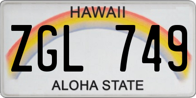 HI license plate ZGL749