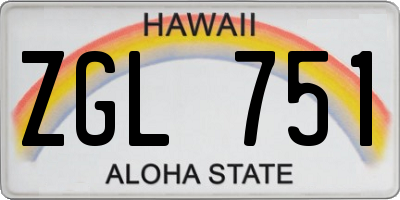 HI license plate ZGL751