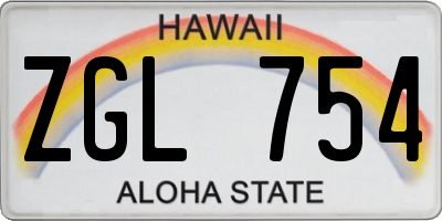 HI license plate ZGL754