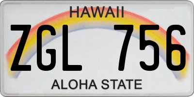 HI license plate ZGL756