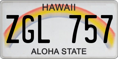 HI license plate ZGL757