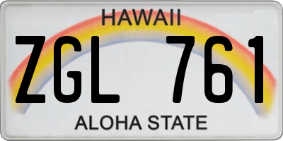HI license plate ZGL761