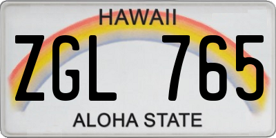 HI license plate ZGL765