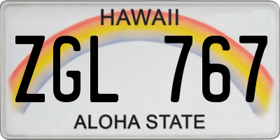 HI license plate ZGL767