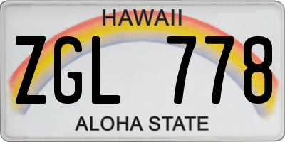 HI license plate ZGL778