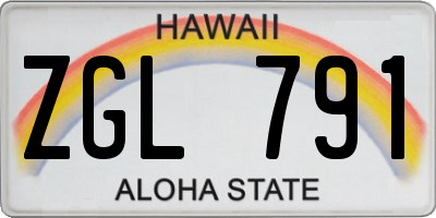 HI license plate ZGL791