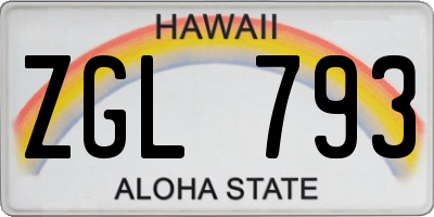 HI license plate ZGL793