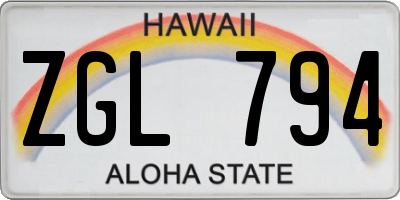 HI license plate ZGL794