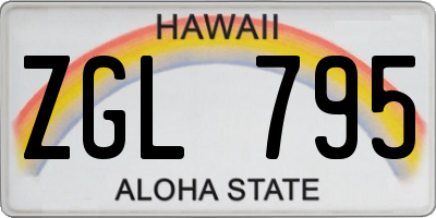 HI license plate ZGL795