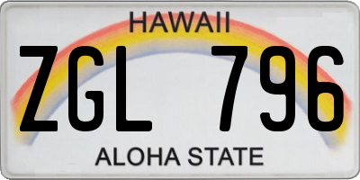 HI license plate ZGL796