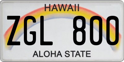 HI license plate ZGL800