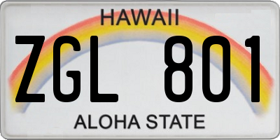 HI license plate ZGL801