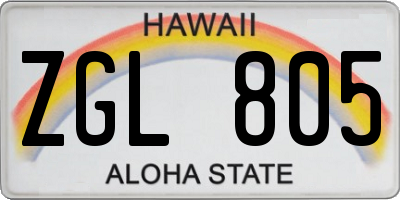 HI license plate ZGL805