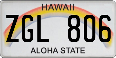 HI license plate ZGL806