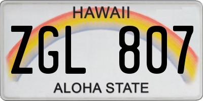 HI license plate ZGL807