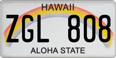 HI license plate ZGL808