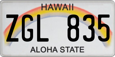 HI license plate ZGL835
