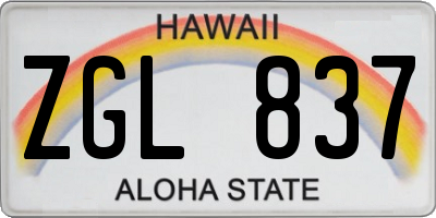 HI license plate ZGL837