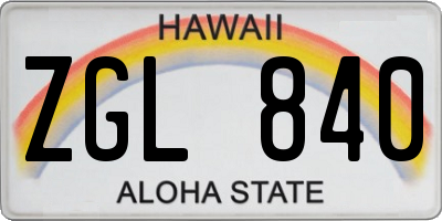 HI license plate ZGL840