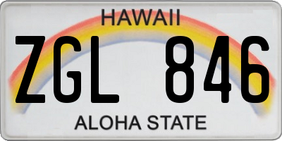 HI license plate ZGL846