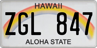 HI license plate ZGL847